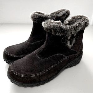 Khombu Gracie Brown Leather & Faux Fur Winter Boots